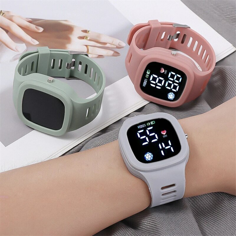 2023 New LED Digital Watch Electronic Watch Button Square Silicone Touch Screen Boys Girls Watches Sports Fashion Wrist Watch