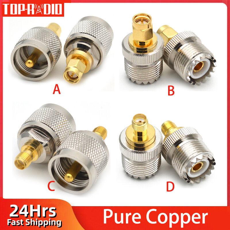 1pc SMA To UHF Adapter PL259 Male SO239 Female To SMA Female Male Jack Plug Straight Radio RF Connector Converter Brass Copper