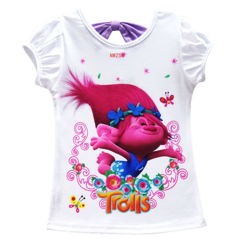 Fashion Kids Kleding Meisjes Anime Trolls T-shirt + Rok 2 Stuks Verjaardagsfeestje Kostuum Zomer Jurk Cartoon Korte Mouwen Outfits