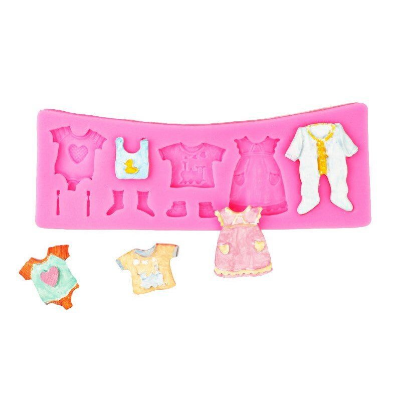 Popular 3D Baby Clothing DIY Silicone Mold Fondant Cake Decoration Chocolate Dessert Candy Pudding Accessories Kitchen Baking