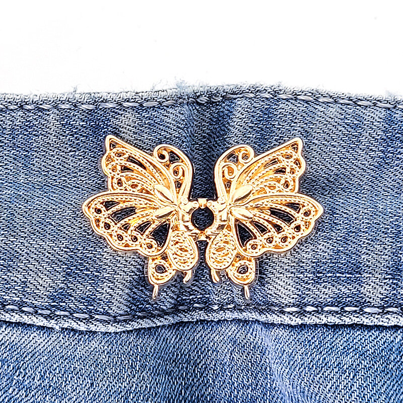 Removable Jeans Waist Buckle Butterfly Button Metal Buttons Invisible No Sewing Required Waist Closing Artifact Tool Accessory