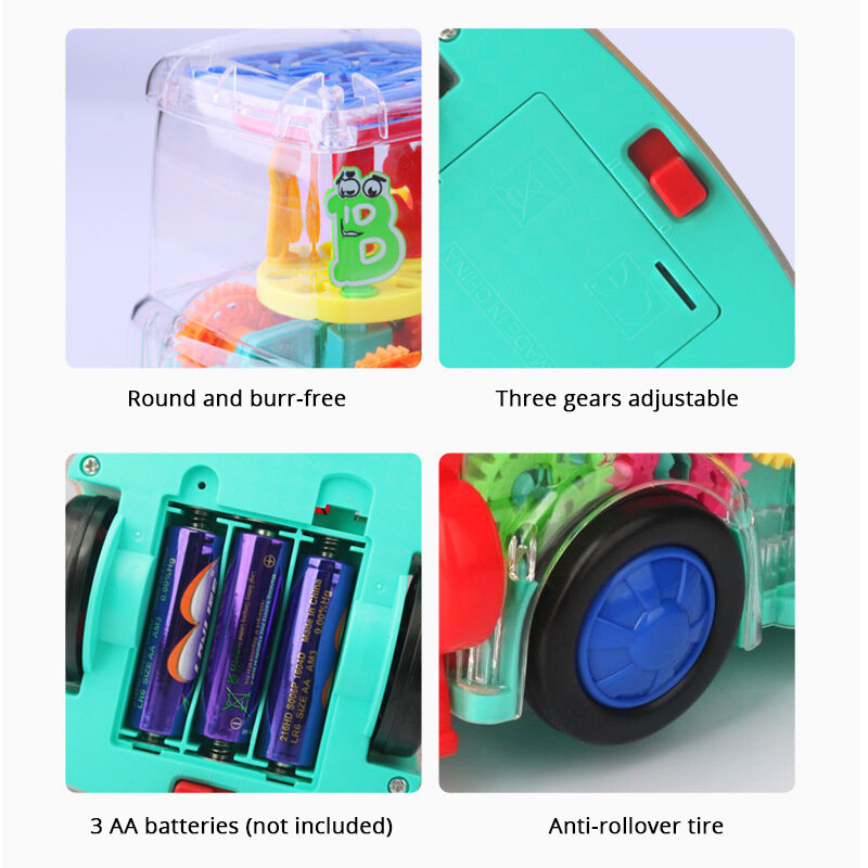 ZK20 elettrico trasparente Gear Train Universal Walking Train luci colorate giocattoli musicali per bambini regalo per bambini