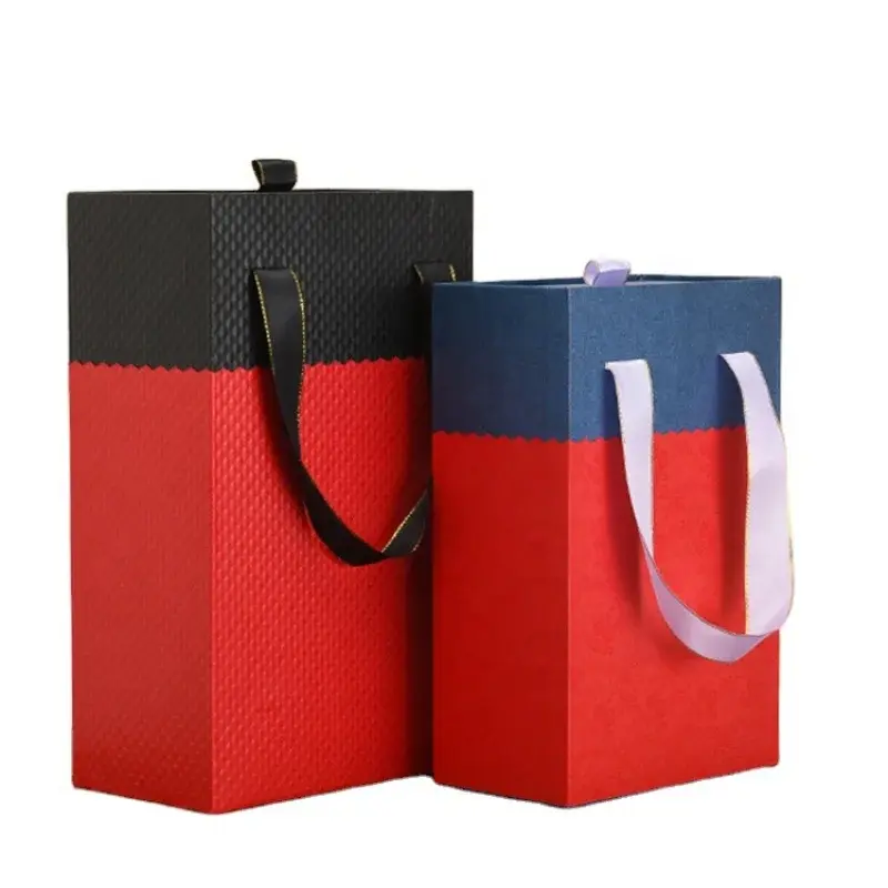 Chengrio kotak laci sepatu kustom kotak hadiah kertas kemasan Wig karton dengan pegangan pita untuk pengiriman sepatu