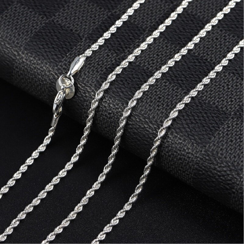 Charme 2mm 16-30 Zoll 925 Sterling Silber Seil Kette Halskette für Frau Mode Party Hochzeit Accessoires Schmuck Geschenke