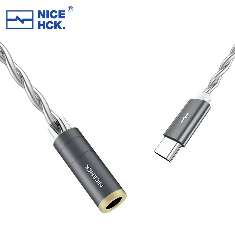 NiceHCK-Câble de décodage audio numérique portable, NK1, Type-C à 3.5mm, HiFi sans perte, Puce CX31993, OCC, Plaqué argent, Fil mixte OCC