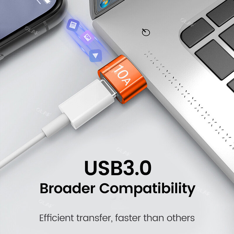 10A USB 3.0 do typu C Adapter OTG typ C męski na USB żeński konwerter do laptopa Xiaomi Samsung USBC szybkie ładowanie Adaptador