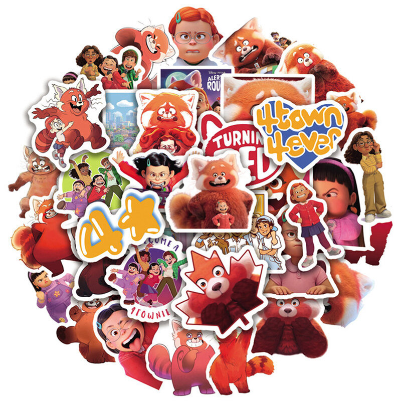 10/30/50pcs Disney Movie Turning Red Stickers Cute Cartoon Kids Sticker Toy DIY Phone Water Bottle Suitcase Fun Graffiti Decals