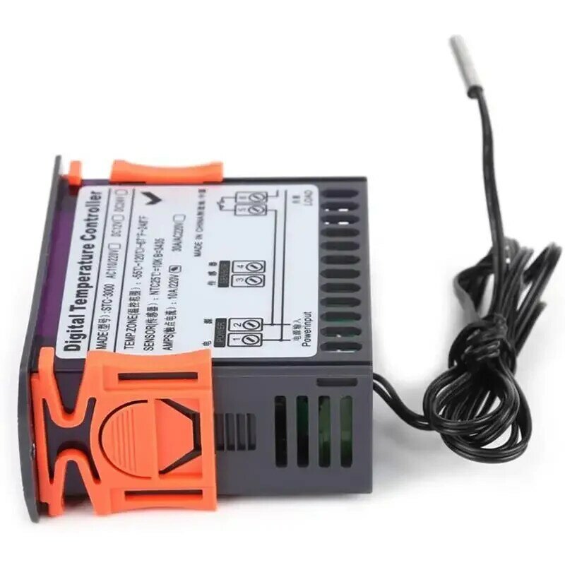 Régulateur de température électronique tactile noir avec capteur, thermostat numérique pour incubateur, chauffage et refroidissement, 30A