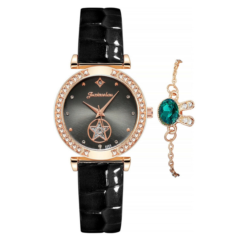 Reloj de cuarzo para mujer, conjunto de pulsera con correa lisa, de negocios