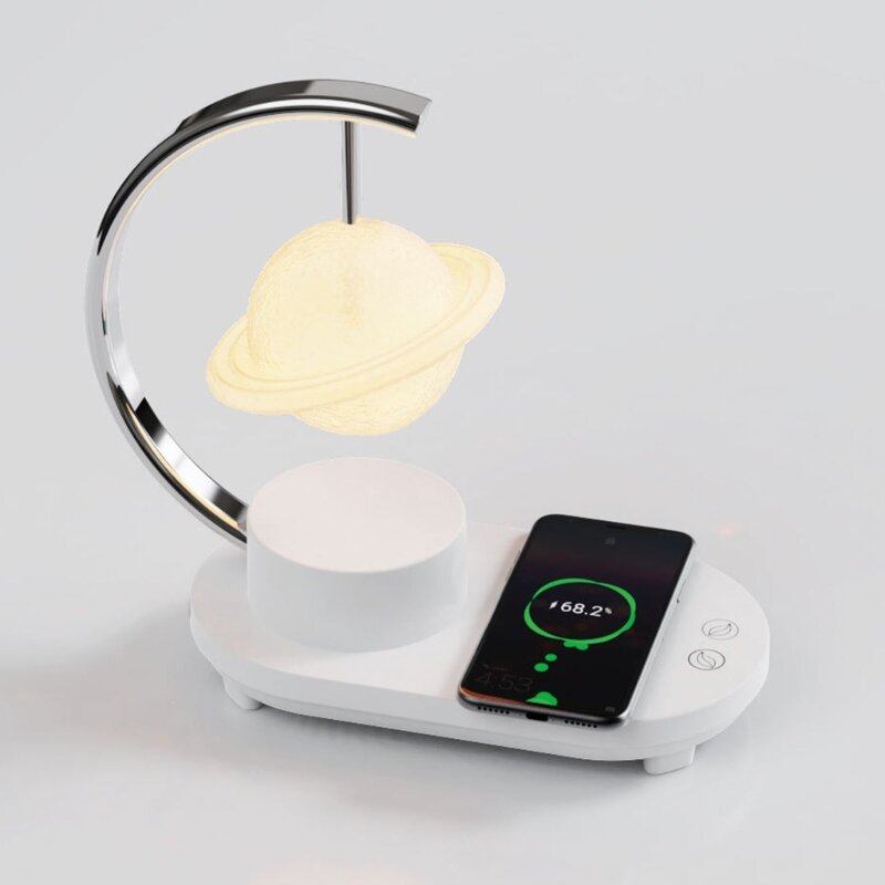 Bedside Table Lamp with Wireless Charging Pad & Speaker Touchs Switches Nightstand Lamp LED Small Modern Night Light G6KA