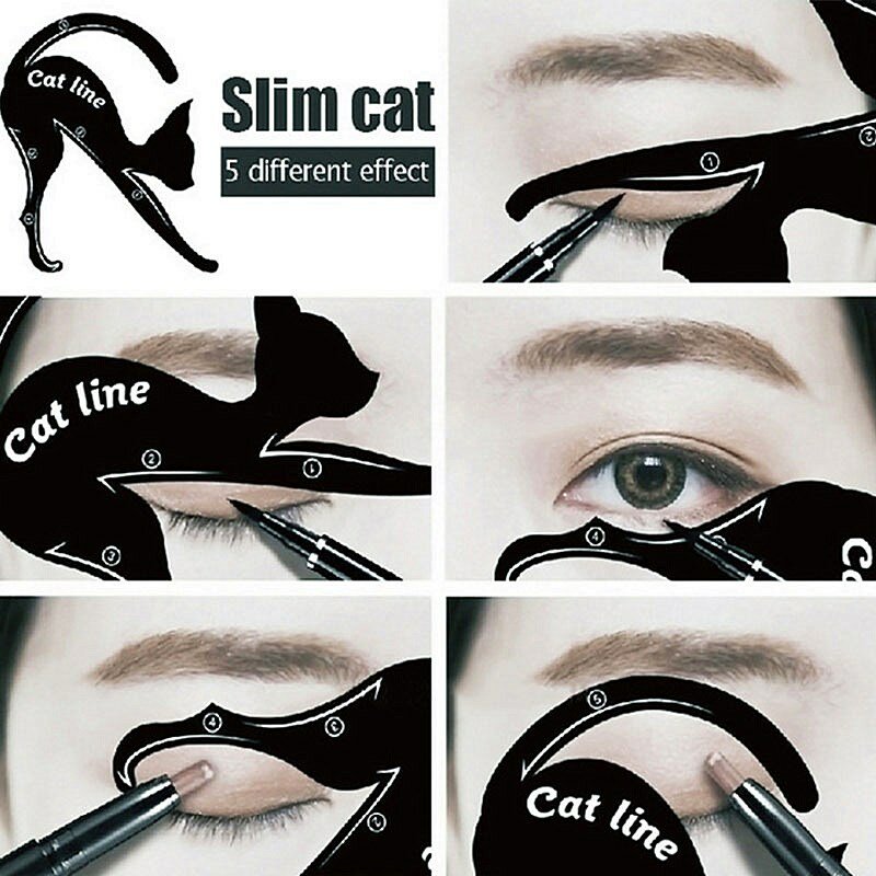 Thời Trang Mới Mới Dây Chuyền Con Mèo Kẻ Mắt Stencils Bút Kẻ Mắt Tem Mèo Pro Viền Mắt Tem Mẫu Tiêu Bản Shaper Dụng Cụ Trang Điểm