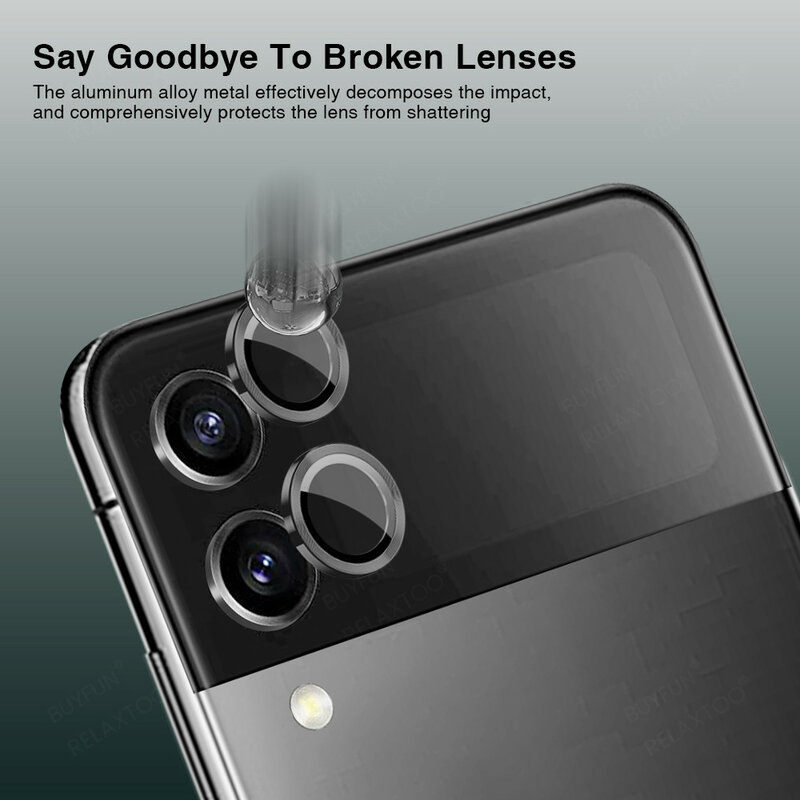 3D zakrzywiony metalowy futerał na aparat do Samsung Galaxy Z Filp 4 Filp4 Samung ZFilp4 ZFilp 4 5G tylny obiektyw szkło hartowane