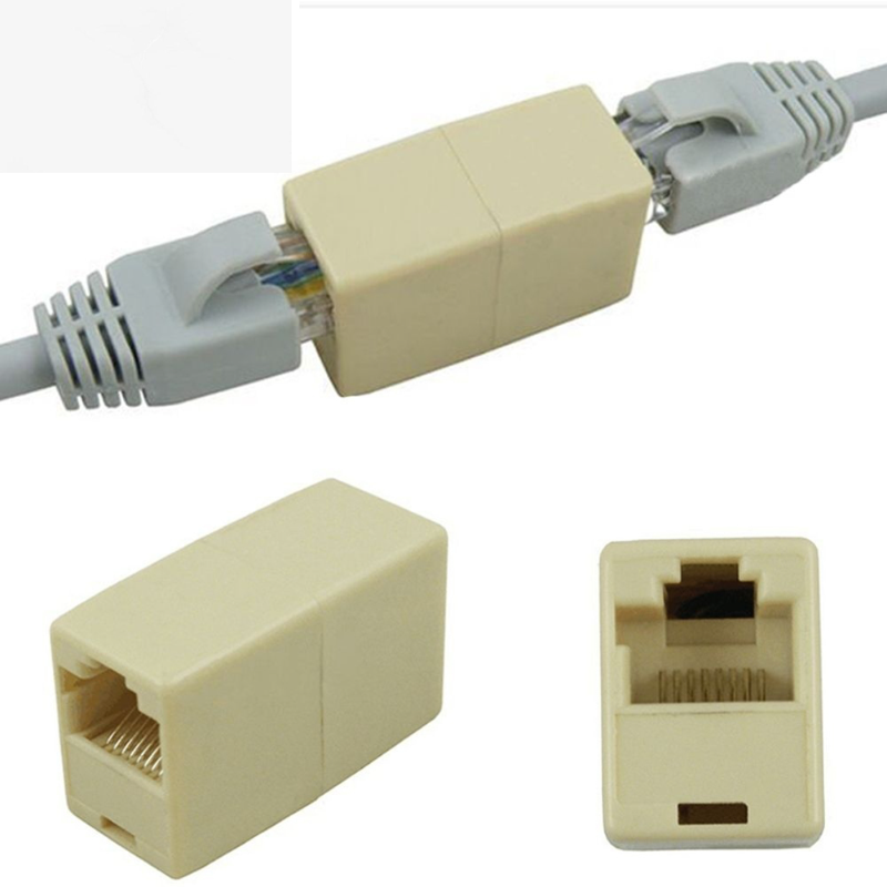 Adaptor ekstensi kabel LAN jaringan adaptor colokan Coupler RJ45 CAT5 alat Internet 10 buah konektor Extender RJ45 CAT5