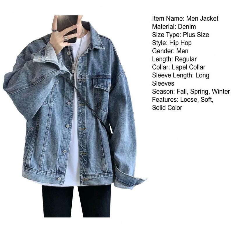 Męska kurtka dżinsowa męska kurtka Retro styl hip-hopowy kurtka dżinsowa z wiele kieszeni Plus rozmiar męski płaszcz dla casualowe w stylu Streetwear