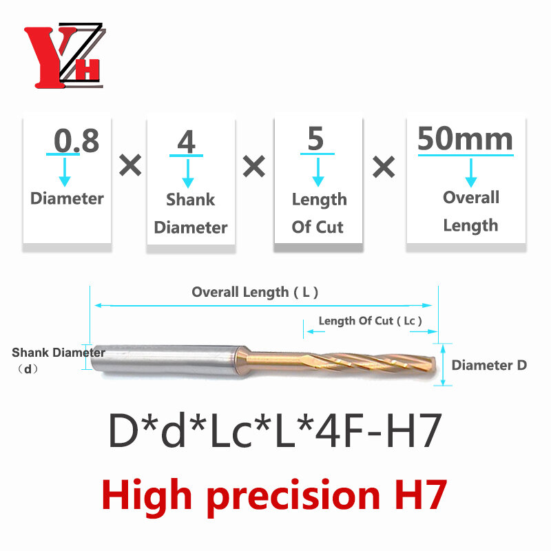 Rozwiertak z węglików spiekanych o średnicy 0.7mm 0.8mm HRC60 spiralny rowek tolerancja H7 harowany stalowy nóż do metalu CNC