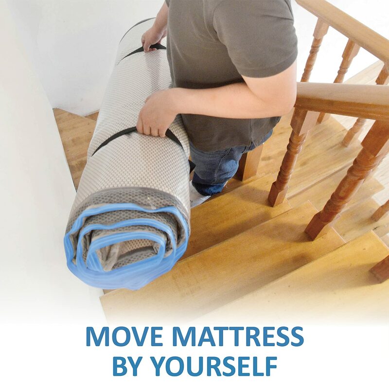 Mattress Vacuum Bag with Blue Zipper for Moving, Storage, Vacuum Seal Mattress Bag with Straps