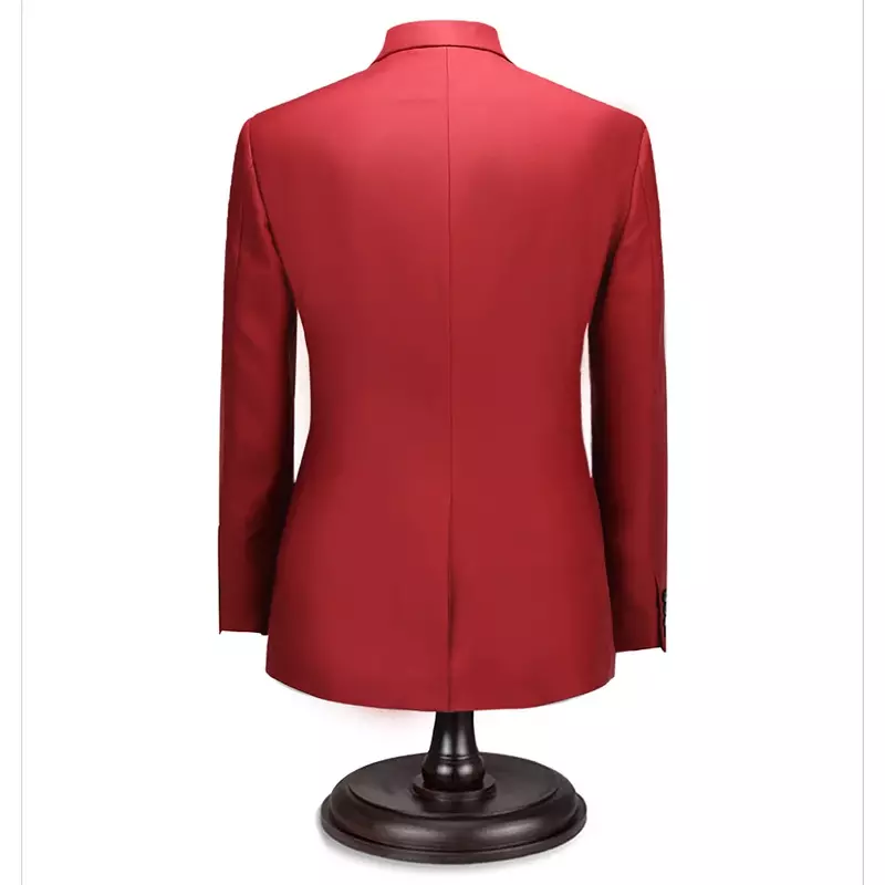Elegante traje rojo para hombre, Blazer Formal con solapa de muesca, un botón, esmoquin informal de negocios para novio, boda, moda de 2 piezas con pantalones