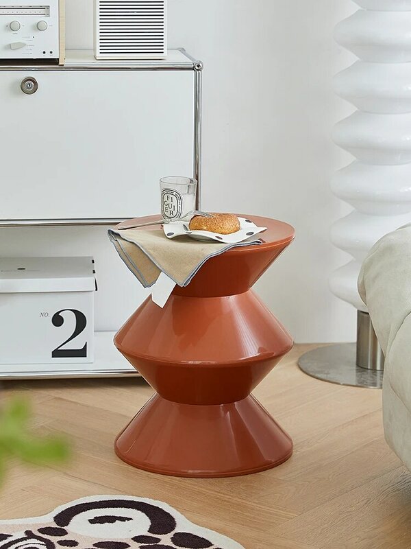 Mesa de café redonda de plástico, Mobília doméstica nórdica, Mesas laterais do sofá da sala de estar, Mesa pequena varanda, Nightstands
