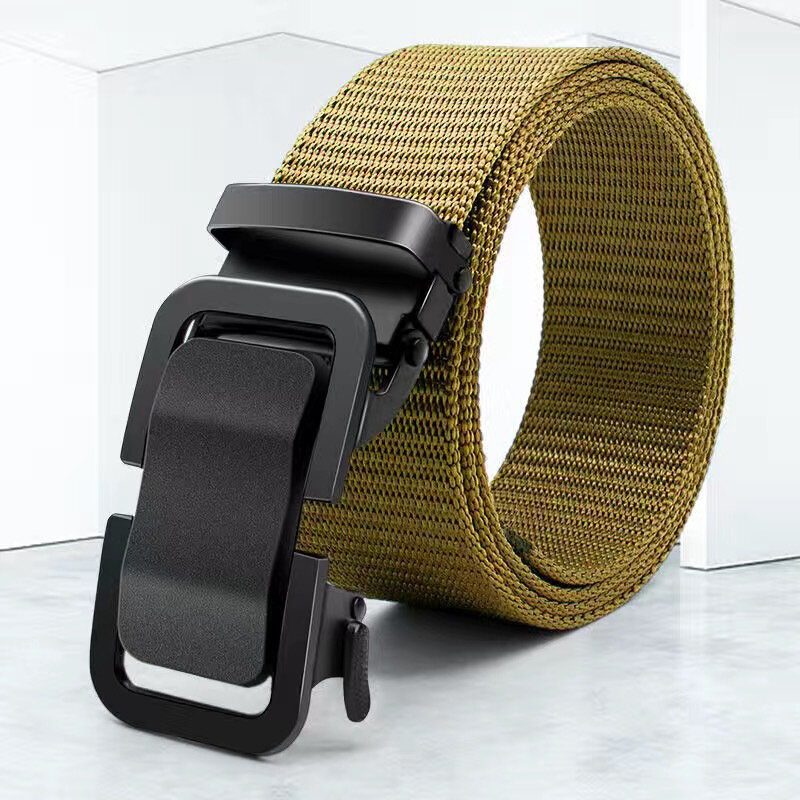 Belt For Men Automatic Metal Buckle Nylon Canvas Webbing Belt Outdoor Work Belt Nylon Belt With Click Buckle Men's Gifts 2024