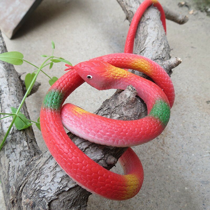 4 PCS Pranks Fake Rubber Snakes Toys Soft Highly Elastic Prop Snake For Halloween