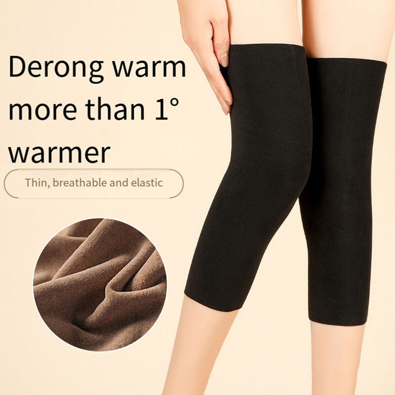 Penghangat kaki musim dingin pria wanita, hangat bantalan lutut termal, pelindung penopang penutup lutut elastis tahan keringat