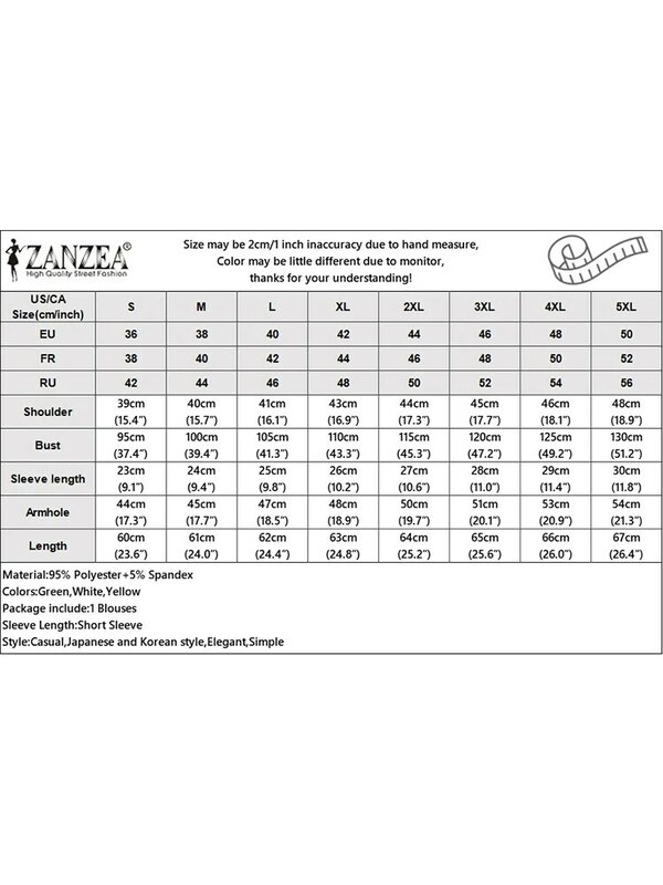 ZANZEA 여성용 패치워크 블라우스, 우아한 반팔 셔츠, 한국 라운드넥 기본 상의 튜닉, 캐주얼 솔리드 레이디 블라우스, 2024 여름