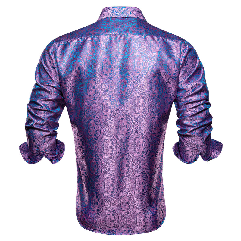 Hi-Tie-브랜드 뉴 실크 남성 셔츠, 긴 소매 슬림핏 골드 블루 레드 베이지 버건디 핑크 퍼플 그레이 셔츠, 남성용 고품질
