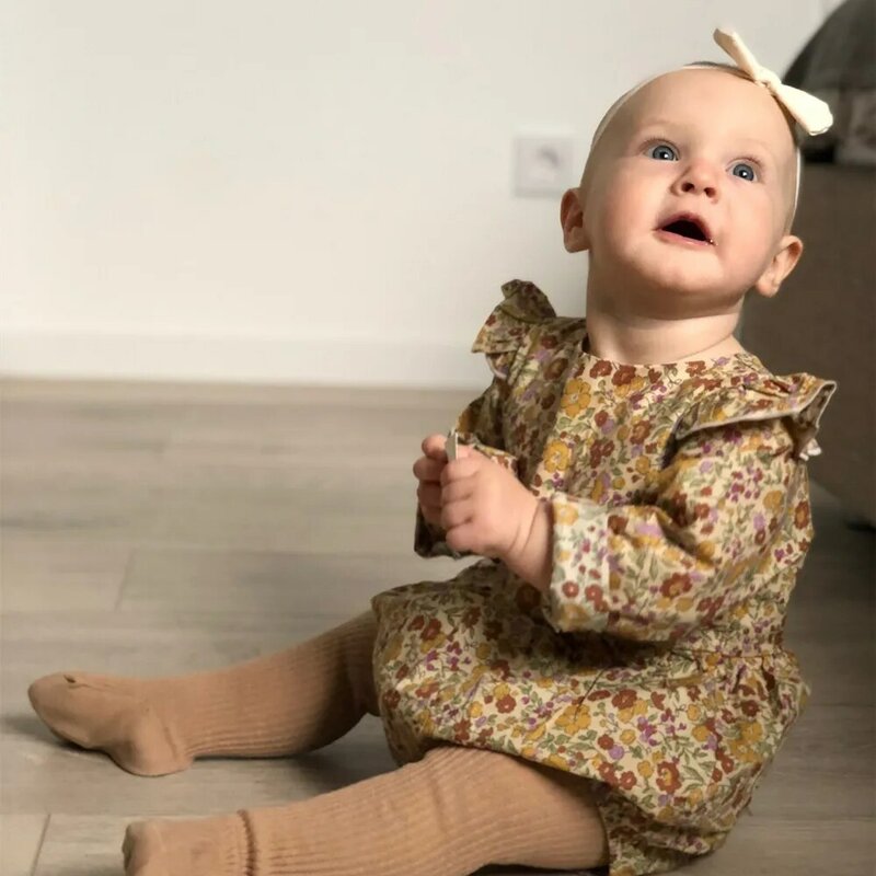 เด็กสาว Rompers แขนยาว Romper Jumpsuits ฤดูร้อนชิ้นใหม่แฟชั่น100% ผ้าฝ้ายอินทรีย์ทารกแรกเกิดสาวเสื้อผ้า0-24M