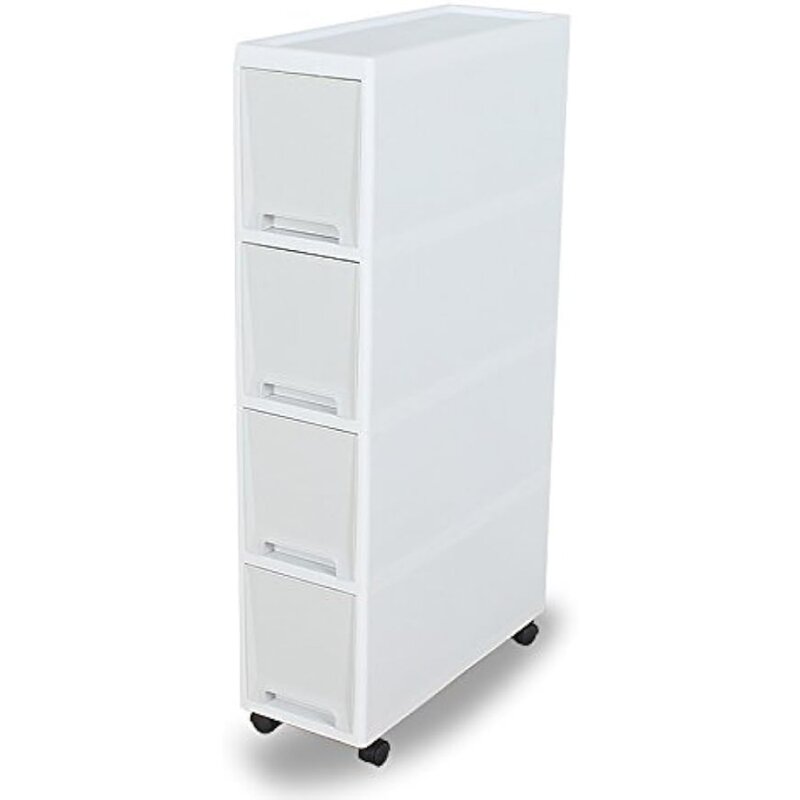 Shozafia-Narrow Rolling Storage Cart and Organizer, Small Plastic Rolling Shelf, Kitchen Storage Cabinet, Beside Frigorífico