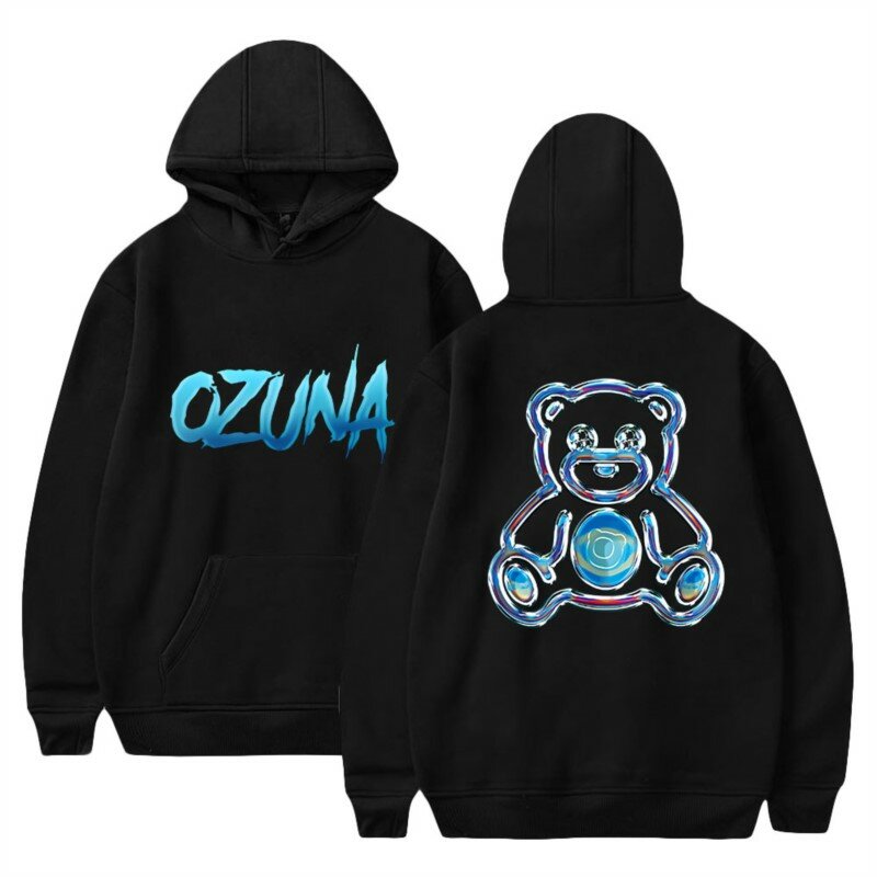 Толстовка Ozuna с принтом медведя, Зимняя Повседневная модная толстовка унисекс с длинным рукавом и капюшоном, уличная одежда