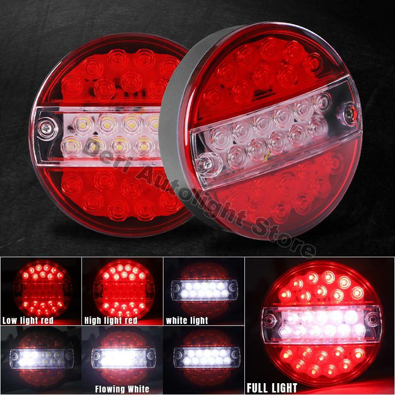 Round LED Tail Brake Light, transformar a lâmpada, pára-choques traseiro, Hamburger Taillight, carga, Van, caminhão, captador, Offroad, ônibus, RV, 12V, 24V, 5,5"