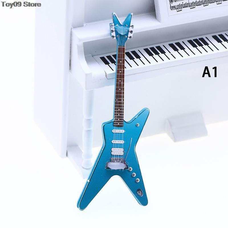 1PC casa delle bambole Mini simulazione chitarra elettrica chitarra popolare scena in miniatura puntelli Match accessori modello
