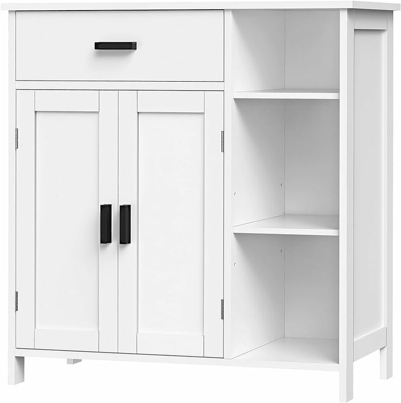 Bathroom Cabinet, Floor Storage Cabinet with Doors and Shelves, Freestanding Coffee Bar Cabinet with Drawer, Organizer Cabinet