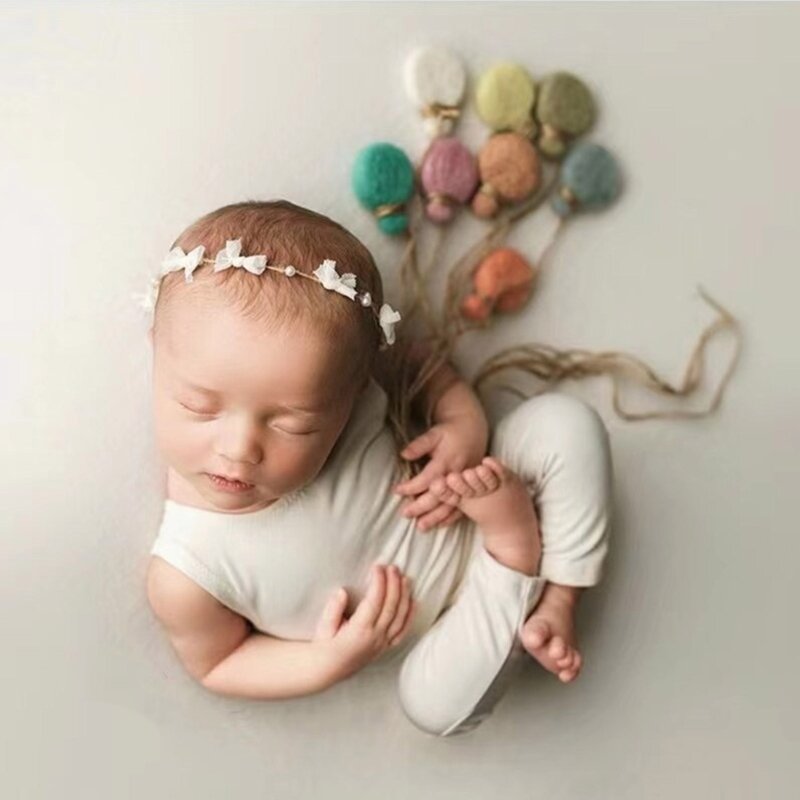 Atrezos para fotografía bebés, globos algodón, decoraciones para posar, fondo fotográfico para recién nacidos Q81A