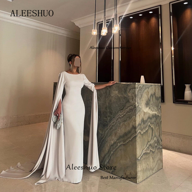 Женское атласное платье-Русалка Aleeshuo, длинное плиссированное платье в пол с длинным рукавом для выпускного вечера, Саудовская Аравия