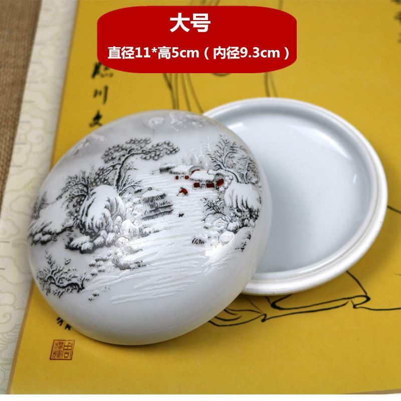 Очень большая керамическая глиняная коробка Jingdezhen с изображением заснеженного ландшафта, глиняный горшок с печатью, гравировка, античный пустой фарфор B