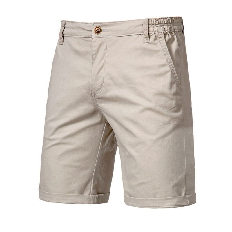 Summer New Cotton Casual Men's Cargo Shorts Straight Fit Large Size Solid Color Sports Menwear