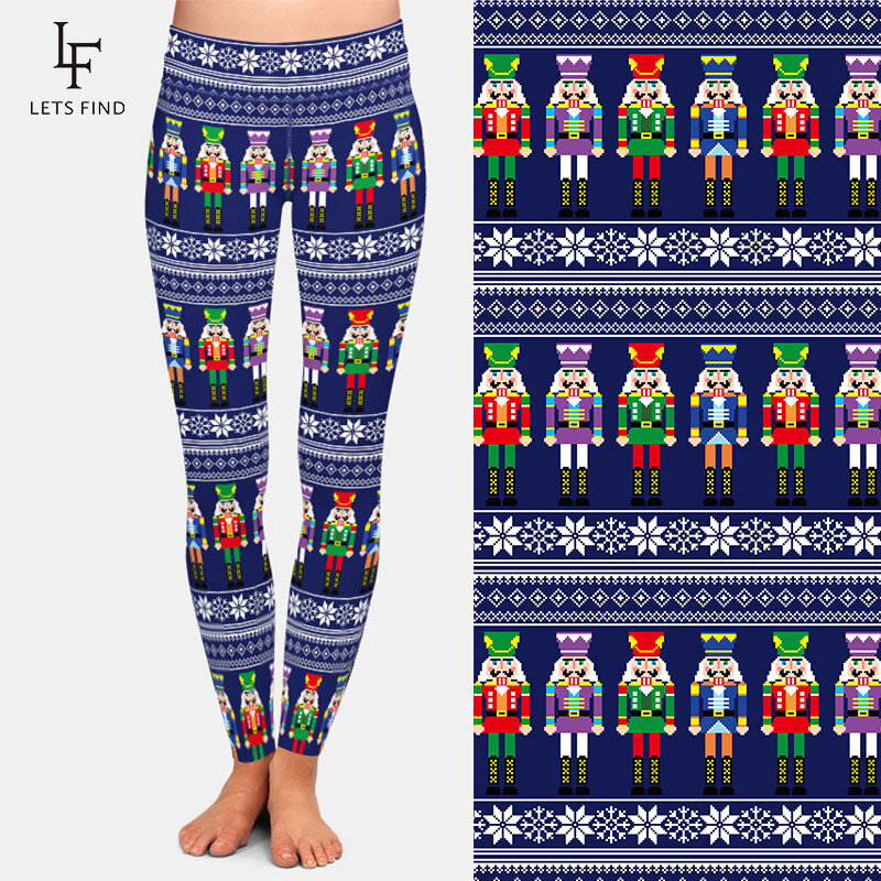LETSFIND-Jersey de Navidad en 3D para mujer, Leggings cálidos con estampado 3D, Leggings informales ajustados de cintura alta