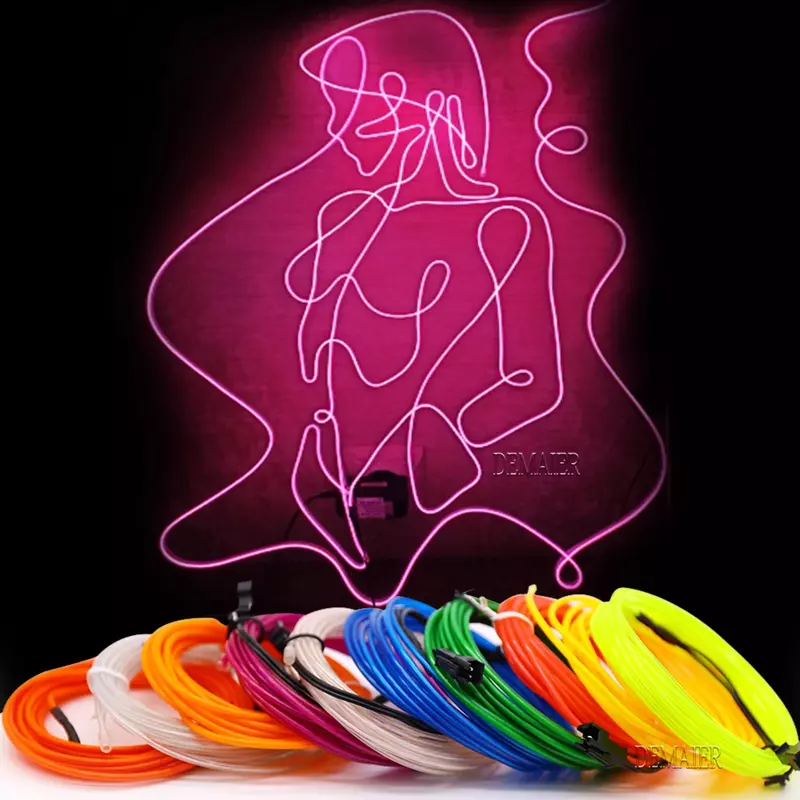 2m/3m/5m3V AA controller el wire Flexible Neon Light Glow EL Draht Seil Rohr band wasserdichte LED Neon Lichter Schuhe Led strip