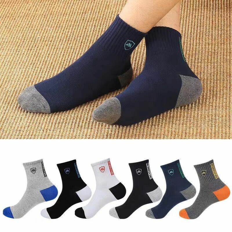 5Pairs Business Cotton Socks Men Sports Football Tube Socks Breathable Deodorant Sweat Absorbent Socks Anti-slip Thin Meias