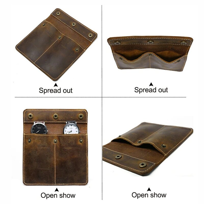 Genuine Leather Watch Box Bracelet Storage Bag Portable Travel Jewelry Leather Pouch Watch Pouch Bag Case for Men and Women
