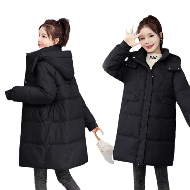 2023 New Autumn Winter Coat Women Thick Warm Down Cotton Jackets Puffer Jacket Plus Size Long Parka Hooded Long Sleeve Outerwear