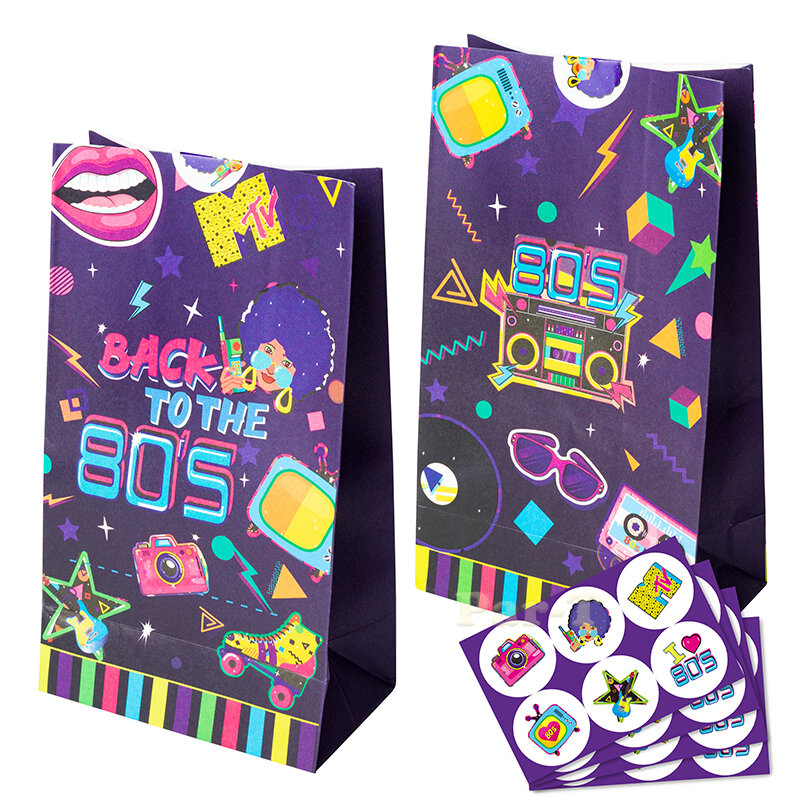 24Pcs 1980s Candy Papier Taschen Party Favor Lieferungen Zurück zu 80s Vintage Nostalgischen Retro Thema Geschenk Dekoration für Geburtstag