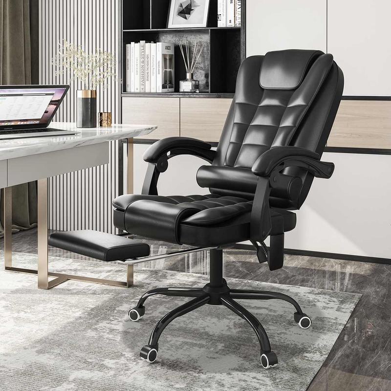 Chaise de bureau pivotante et ergonomique, en PVC, réglable, avec télécommande, pour jeu et Massage, 7 points