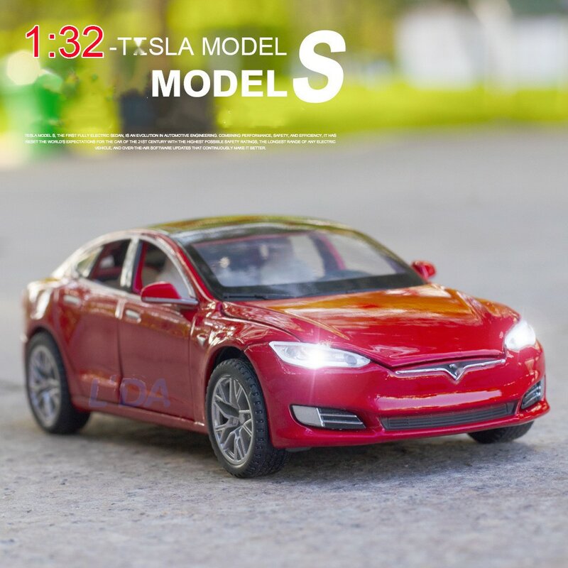 Modele samochodów ze stopu 1:32 Tesla S zabawki odlew symulacja pojazdów Tesla z dźwiękiem światła zabawki napędzane typu naciągnij i puść dla dzieci prezent dla dzieci