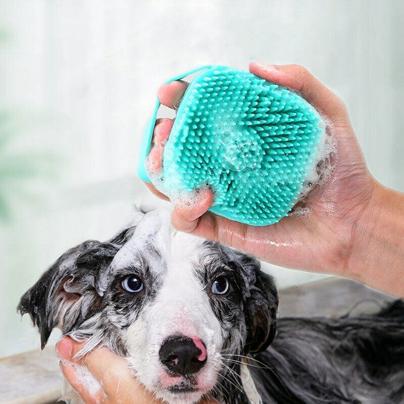 Brosse de bain en silicone souple pour animaux de compagnie, masseur, gel douche, outils de nettoyage, peigne, chien, chat, livres, fournitures de toilettage