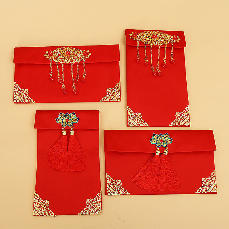 1 pz cinese capodanno 2024 busta rossa Lucky Money Bag Texture Faux Silk in visita parenti capodanno busta rossa per la cina