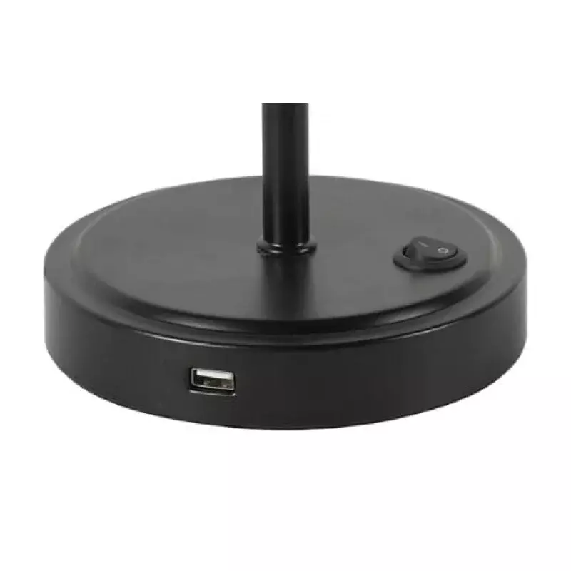 Minfishing-مصباح معدني أسود مع منفذ USB ، حديث ، استخدام للبالغين ، استخدام للباب والغرفة ، 19"