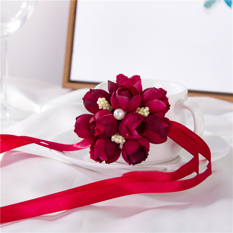 Fleur de poignet artificielle pour la mariée, fleur de main de demoiselle d'honneur, bracelet de poignet floral, groupe de danse réglable, phtalParty, multi-documents