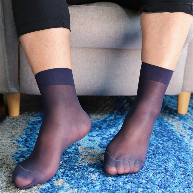 Fashion Socks Stockings Male Business Dress Stockings Elastic Men Socks Nylon Short Short Stockings Silky Silk